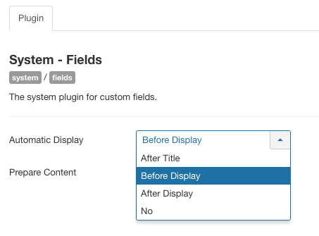 Системный плагин полей Joomla