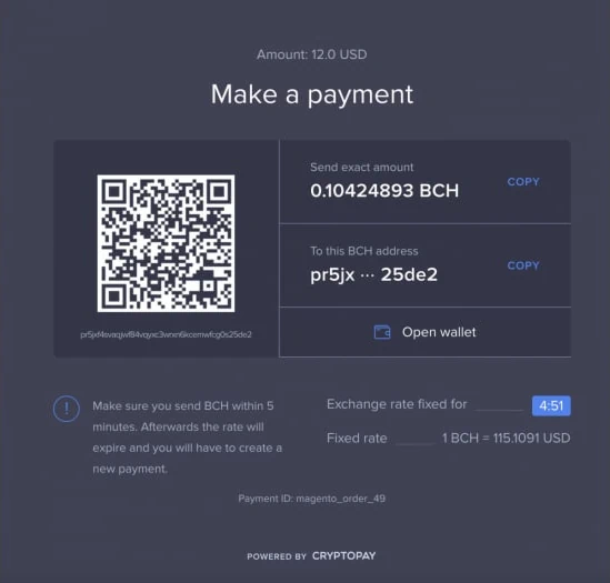 Способ оплаты Cryptopay для Virtuemart 4