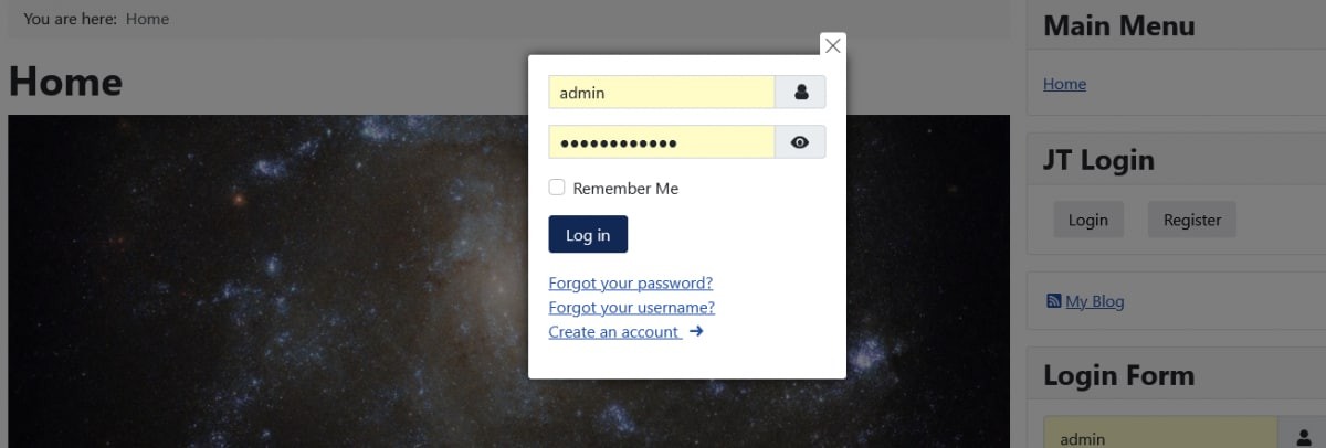 jt login popup login module