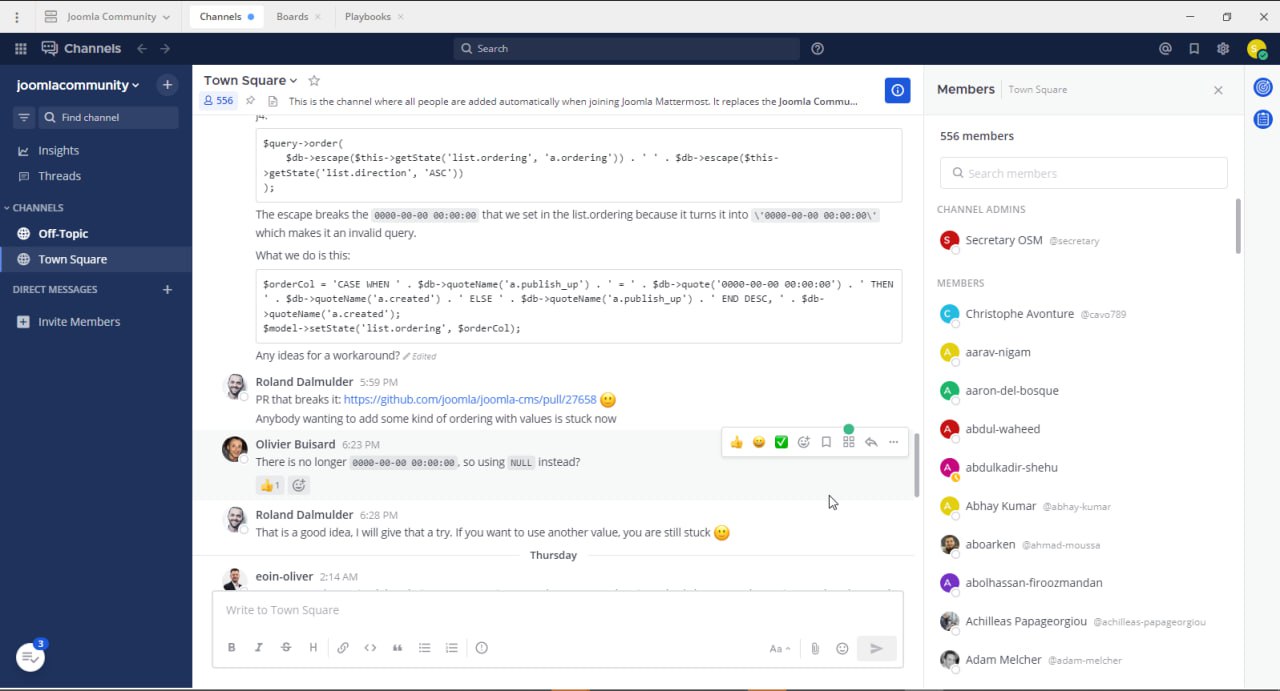 Чат Joomla-сообщества в Mattermost