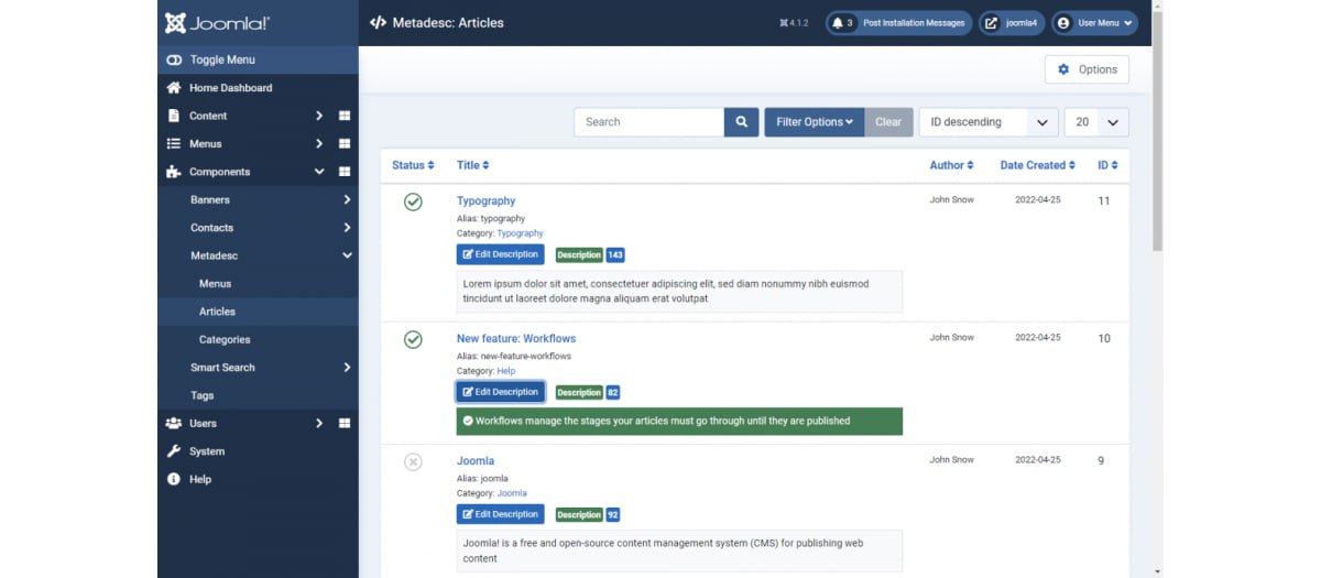 Обновление компонента Metadesc v1.55.2