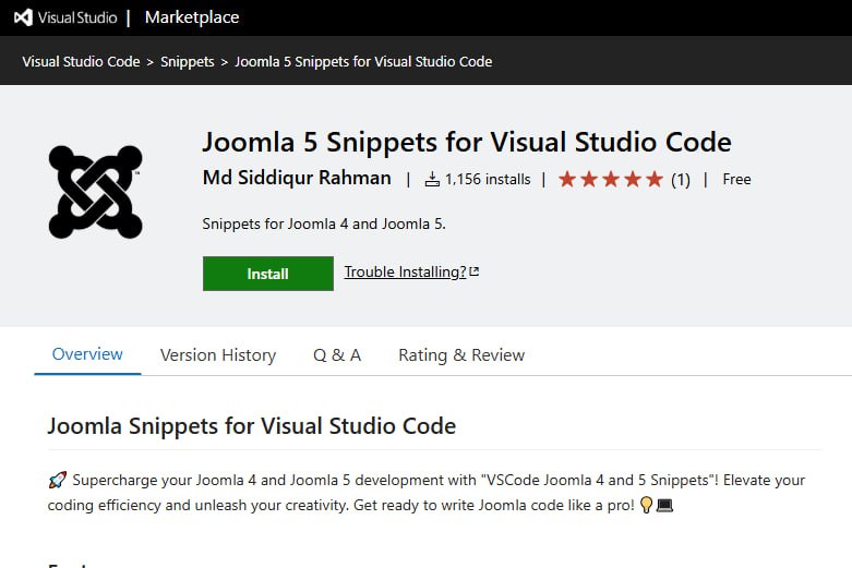 Joomla 5 Snippets for Visual Studio Code - коллекция сниппетов кода Joomla 5 Snippets for Visual Studio Code - коллекция сниппетов кода